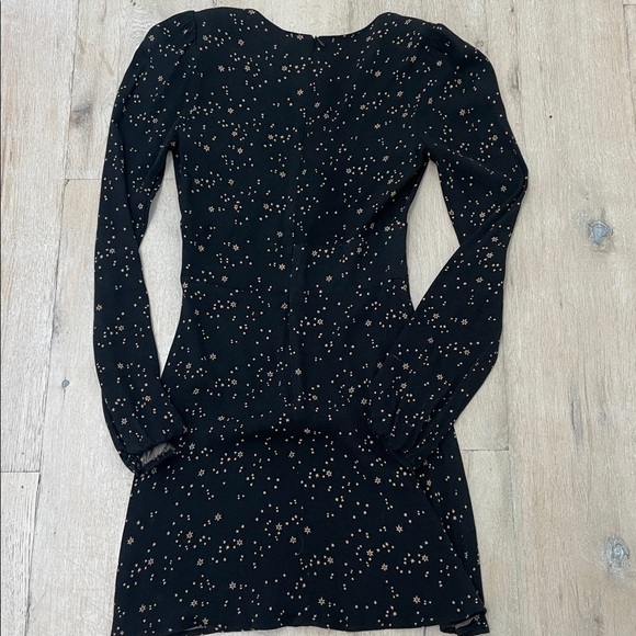 Reformation Black and Gold Galactic Long Sleeve Aster Dress - Picture 4 of 7